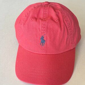 Polo Ralph Lauren Pony Logo Cotton Adjustable Baseball Cap Hat Red Sky